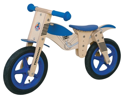 Afbeelding van Yipeeh houten loopfiets Brommer Blauw 12 inch