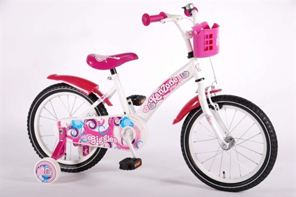 Afbeelding van Kanzone Giggles Wit Roze 16 inch meisjesfiets Wit / Roze