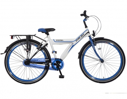 Afbeelding van Jongensfiets Popal Fun Jet  2608 Wit Blauw 26 Inch