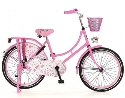 Afbeelding van Meisjesfiets Popal Omafiets OM22 Roze Bloemen 22 Inch