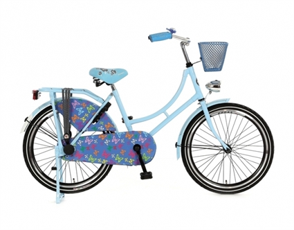 Afbeelding van Meisjesfiets Popal OmafietsLichtblauw Vlinders 22 Inch