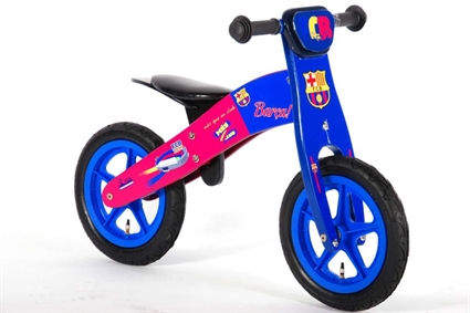 Afbeelding van FC Barcelona houten loopfiets 12 inch Rood Blauw